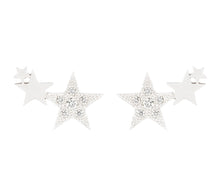 Load image into Gallery viewer, 3 STARS STUDS WITH DIAMONDS - WHITE GOLD