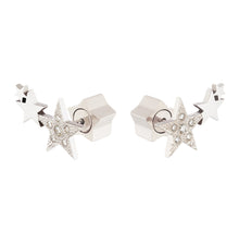 Load image into Gallery viewer, 3 STARS STUDS WITH DIAMONDS - WHITE GOLD