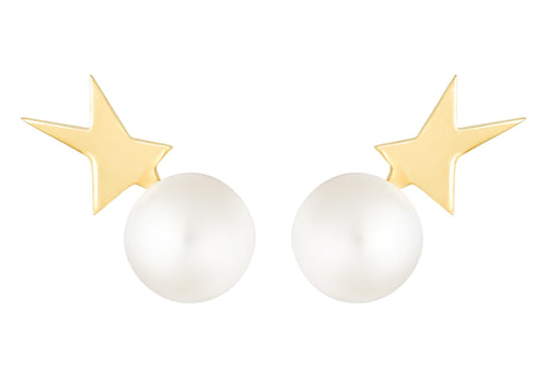 STAR WITH PEARL - YELLOW GOLD