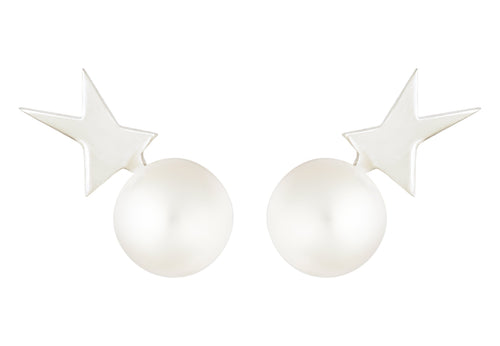 STAR WITH PEARL - WHITE GOLD