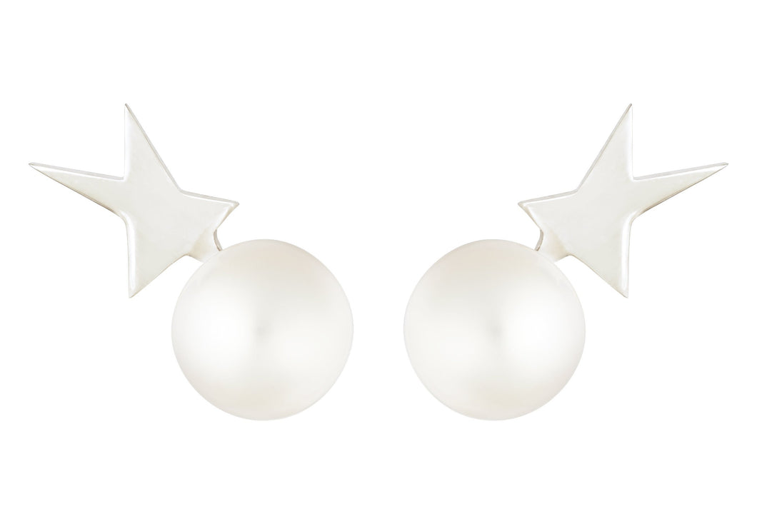 STAR WITH PEARL - WHITE GOLD